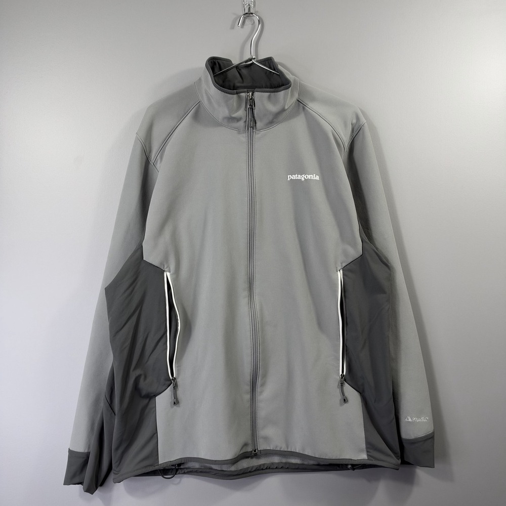 Patagonia Jacket Mens Large Gray Softshell Full Zip Lined Colorblock Outdoor